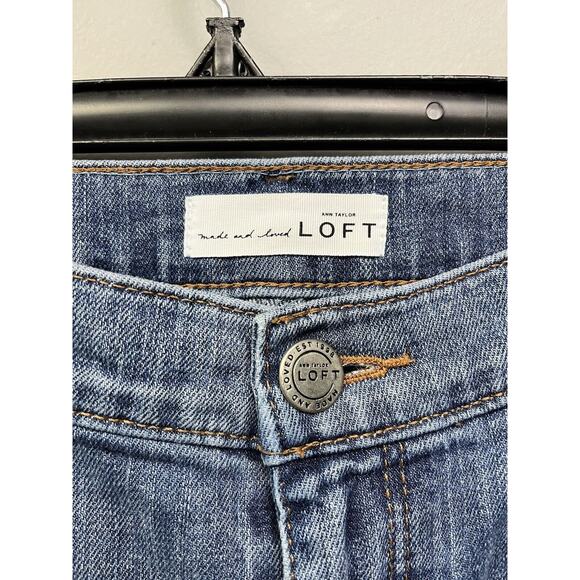 Loft Made And Loved Cropped Denim Patch Jeans Womens size 10/30 High Rise - Picture 3 of 7